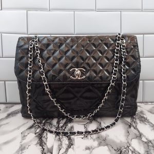 Authentic Chanel 'In the Business ' Patent Leather Flap Bag